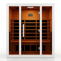 2 Person Extendable FAR Infrared Sauna for Home, Hemlock Wood Low EMF 6 Carbon Heaters Indoor Saunas with LED Lights, Bluetooth Speaker, Digital Control Panel, and Seating Bench — Studio Shot