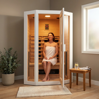 2 Person Extendable FAR Infrared Sauna for Home, Hemlock Wood Low EMF 6 Carbon Heaters Indoor Saunas with LED Lights, Bluetooth Speaker, Digital Control Panel, and Seating Bench — Lifestyle